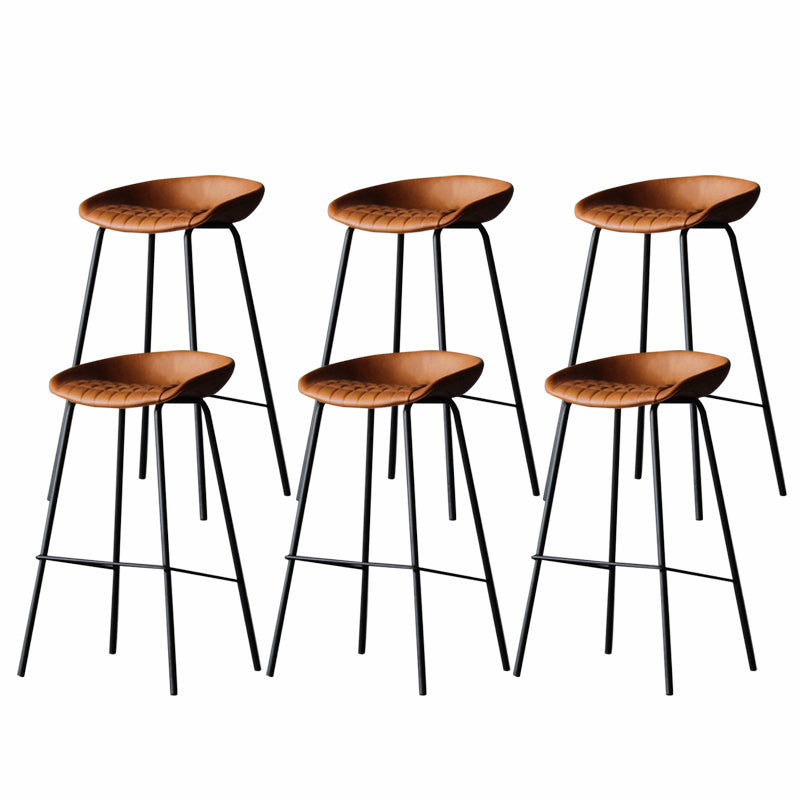 Industrial Matte Finish Leather Barstool Living Room Low Back Stool Dark Brown 6 Piece Set Clearhalo 'Bar Furniture' 'Bar Stools' 'bar_stools' 'furn' 'furn_bar_stools' 'Furniture' 'furniture_bar_stools' 'Kitchen & Dining Furniture' 5018080