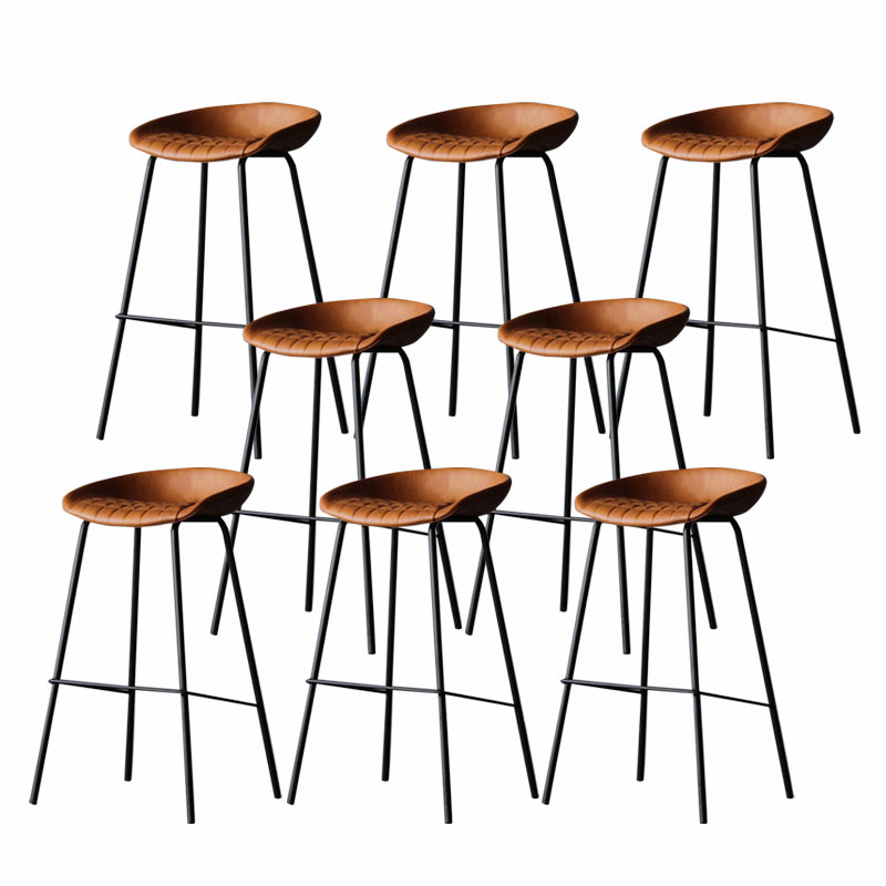 Industrial Matte Finish Leather Barstool Living Room Low Back Stool Dark Brown 8 Piece Set Clearhalo 'Bar Furniture' 'Bar Stools' 'bar_stools' 'furn' 'furn_bar_stools' 'Furniture' 'furniture_bar_stools' 'Kitchen & Dining Furniture' 5018081