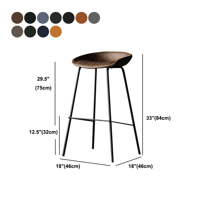 Industrial Matte Finish Leather Barstool Living Room Low Back Stool Clearhalo 'Bar Furniture' 'Bar Stools' 'bar_stools' 'furn' 'furn_bar_stools' 'Furniture' 'furniture_bar_stools' 'Kitchen & Dining Furniture' 5018083