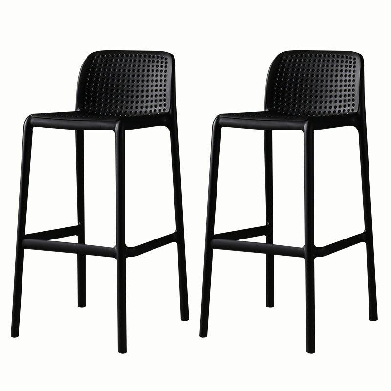 Stackable Low Back Modern Barstool Matte Finish Plastic Home Stool Black Set of 2 Clearhalo 'Bar Furniture' 'Bar Stools' 'bar_stools' 'Furniture' 'furniture_bar_stools' 'Kitchen & Dining Furniture' 5018085