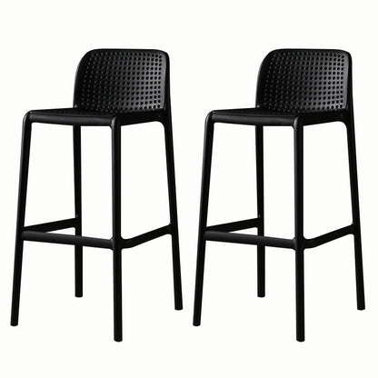 Stackable Low Back Modern Barstool Matte Finish Plastic Home Stool Black Set of 2 Clearhalo 'Bar Furniture' 'Bar Stools' 'bar_stools' 'Furniture' 'furniture_bar_stools' 'Kitchen & Dining Furniture' 5018085
