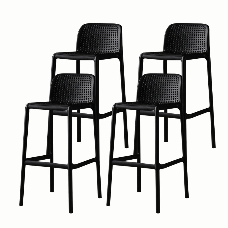 Stackable Low Back Modern Barstool Matte Finish Plastic Home Stool Black Set of 4 Clearhalo 'Bar Furniture' 'Bar Stools' 'bar_stools' 'Furniture' 'furniture_bar_stools' 'Kitchen & Dining Furniture' 5018087