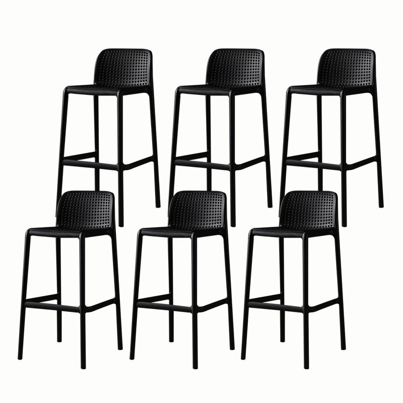 Stackable Low Back Modern Barstool Matte Finish Plastic Home Stool Black Set of 6 Clearhalo 'Bar Furniture' 'Bar Stools' 'bar_stools' 'Furniture' 'furniture_bar_stools' 'Kitchen & Dining Furniture' 5018088