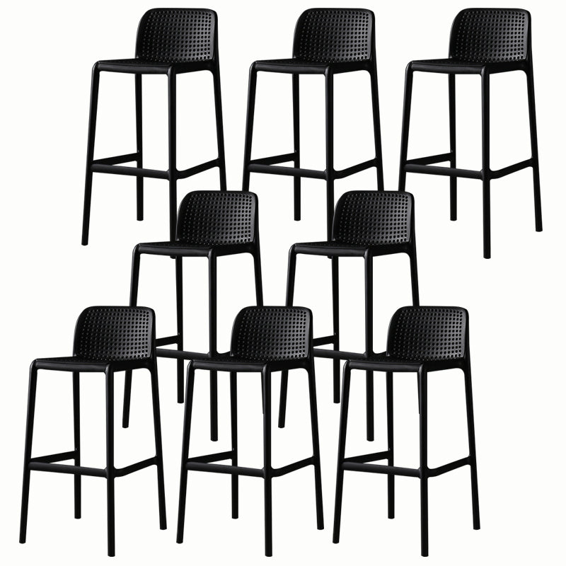 Stackable Low Back Modern Barstool Matte Finish Plastic Home Stool Black Set of 8 Clearhalo 'Bar Furniture' 'Bar Stools' 'bar_stools' 'Furniture' 'furniture_bar_stools' 'Kitchen & Dining Furniture' 5018090