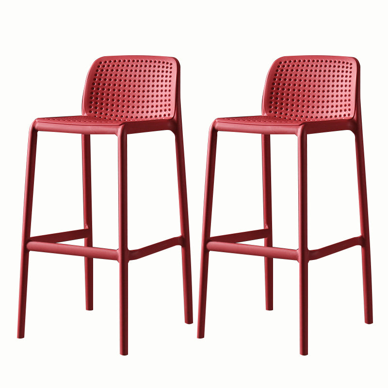 Stackable Low Back Modern Barstool Matte Finish Plastic Home Stool Red Set of 2 Clearhalo 'Bar Furniture' 'Bar Stools' 'bar_stools' 'Furniture' 'furniture_bar_stools' 'Kitchen & Dining Furniture' 5018092