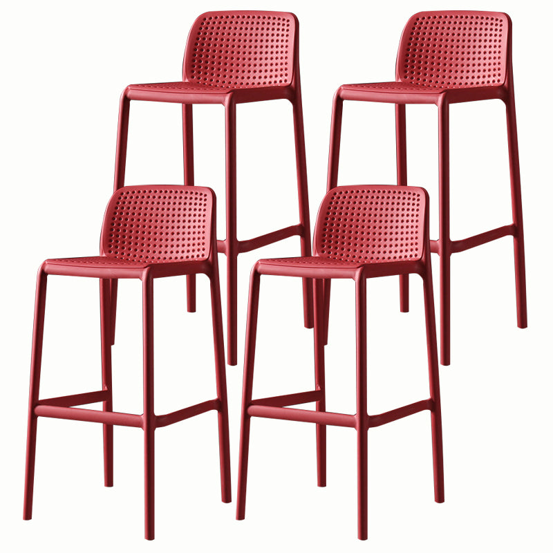 Stackable Low Back Modern Barstool Matte Finish Plastic Home Stool Red Set of 4 Clearhalo 'Bar Furniture' 'Bar Stools' 'bar_stools' 'Furniture' 'furniture_bar_stools' 'Kitchen & Dining Furniture' 5018094