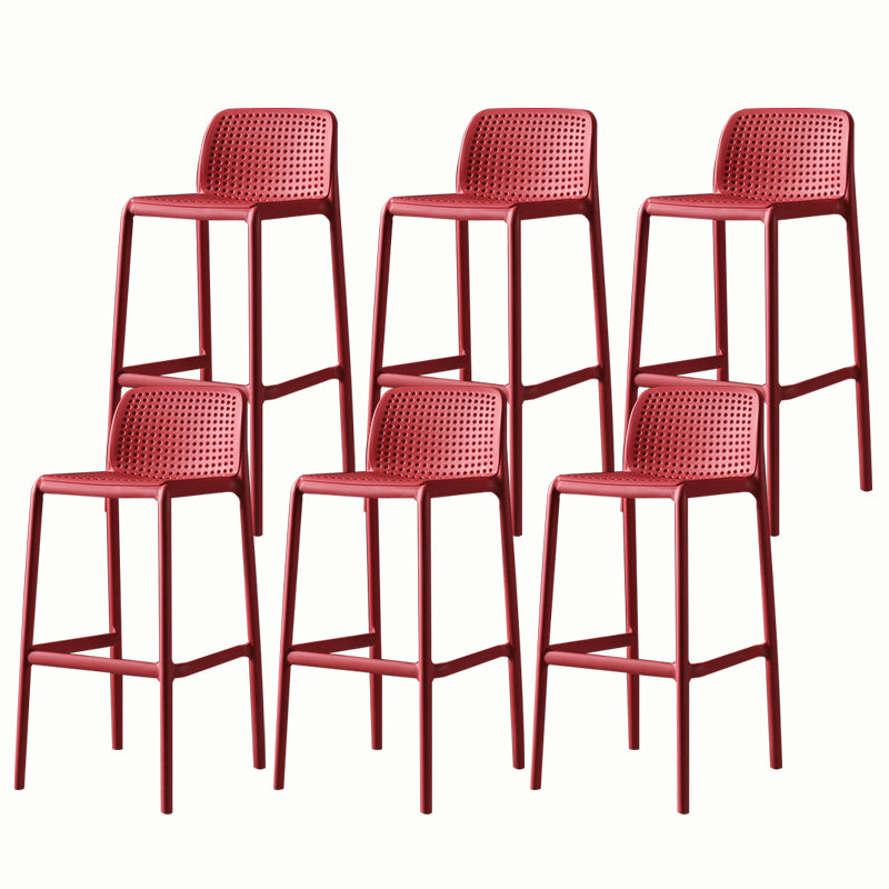 Stackable Low Back Modern Barstool Matte Finish Plastic Home Stool Red Set of 6 Clearhalo 'Bar Furniture' 'Bar Stools' 'bar_stools' 'Furniture' 'furniture_bar_stools' 'Kitchen & Dining Furniture' 5018097
