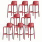Stackable Low Back Modern Barstool Matte Finish Plastic Home Stool Red Set of 8 Clearhalo 'Bar Furniture' 'Bar Stools' 'bar_stools' 'Furniture' 'furniture_bar_stools' 'Kitchen & Dining Furniture' 5018099