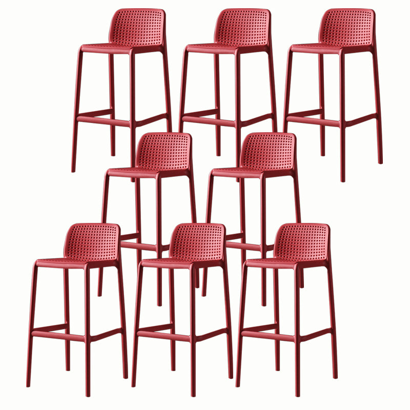Stackable Low Back Modern Barstool Matte Finish Plastic Home Stool Red Set of 8 Clearhalo 'Bar Furniture' 'Bar Stools' 'bar_stools' 'Furniture' 'furniture_bar_stools' 'Kitchen & Dining Furniture' 5018099