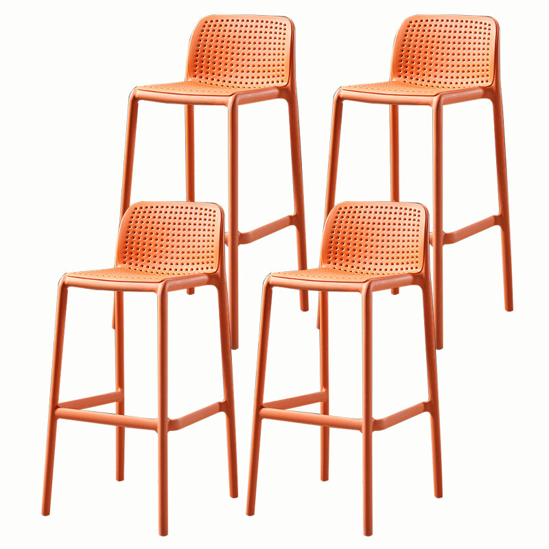 Stackable Low Back Modern Barstool Matte Finish Plastic Home Stool Orange Set of 4 Clearhalo 'Bar Furniture' 'Bar Stools' 'bar_stools' 'Furniture' 'furniture_bar_stools' 'Kitchen & Dining Furniture' 5018102