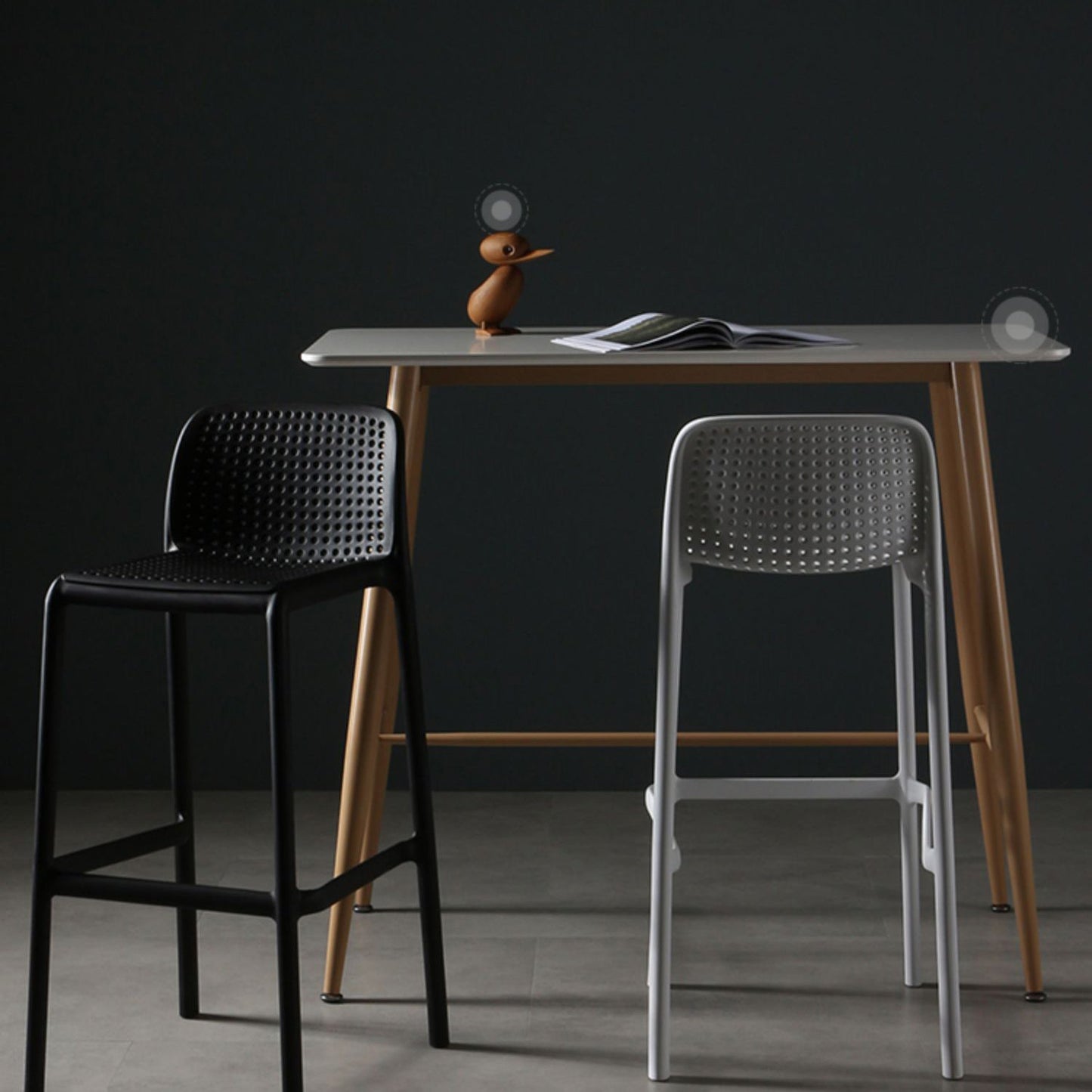 Stackable Low Back Modern Barstool Matte Finish Plastic Home Stool Clearhalo 'Bar Furniture' 'Bar Stools' 'bar_stools' 'Furniture' 'furniture_bar_stools' 'Kitchen & Dining Furniture' 5018103