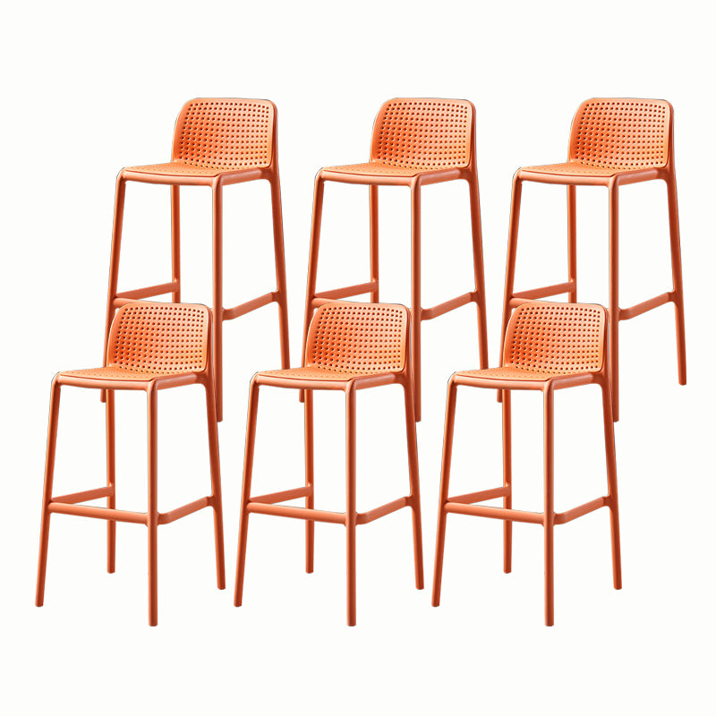 Stackable Low Back Modern Barstool Matte Finish Plastic Home Stool Orange Set of 6 Clearhalo 'Bar Furniture' 'Bar Stools' 'bar_stools' 'Furniture' 'furniture_bar_stools' 'Kitchen & Dining Furniture' 5018105