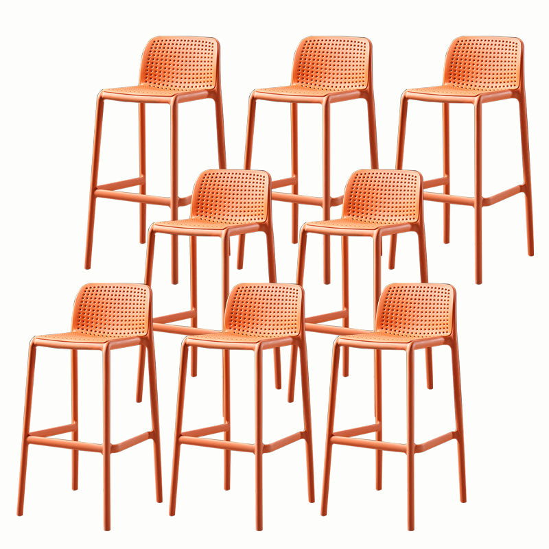 Stackable Low Back Modern Barstool Matte Finish Plastic Home Stool Orange Set of 8 Clearhalo 'Bar Furniture' 'Bar Stools' 'bar_stools' 'Furniture' 'furniture_bar_stools' 'Kitchen & Dining Furniture' 5018106