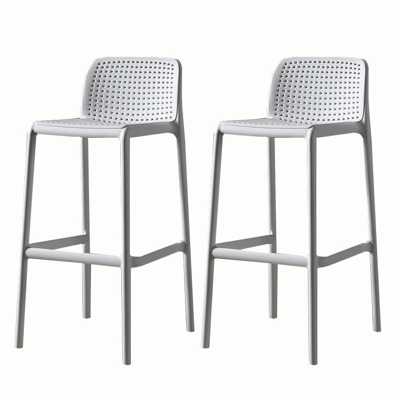 Stackable Low Back Modern Barstool Matte Finish Plastic Home Stool White Set of 2 Clearhalo 'Bar Furniture' 'Bar Stools' 'bar_stools' 'Furniture' 'furniture_bar_stools' 'Kitchen & Dining Furniture' 5018108