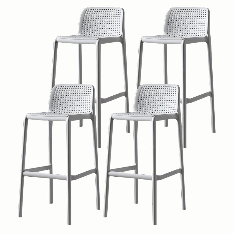 Stackable Low Back Modern Barstool Matte Finish Plastic Home Stool White Set of 4 Clearhalo 'Bar Furniture' 'Bar Stools' 'bar_stools' 'Furniture' 'furniture_bar_stools' 'Kitchen & Dining Furniture' 5018110