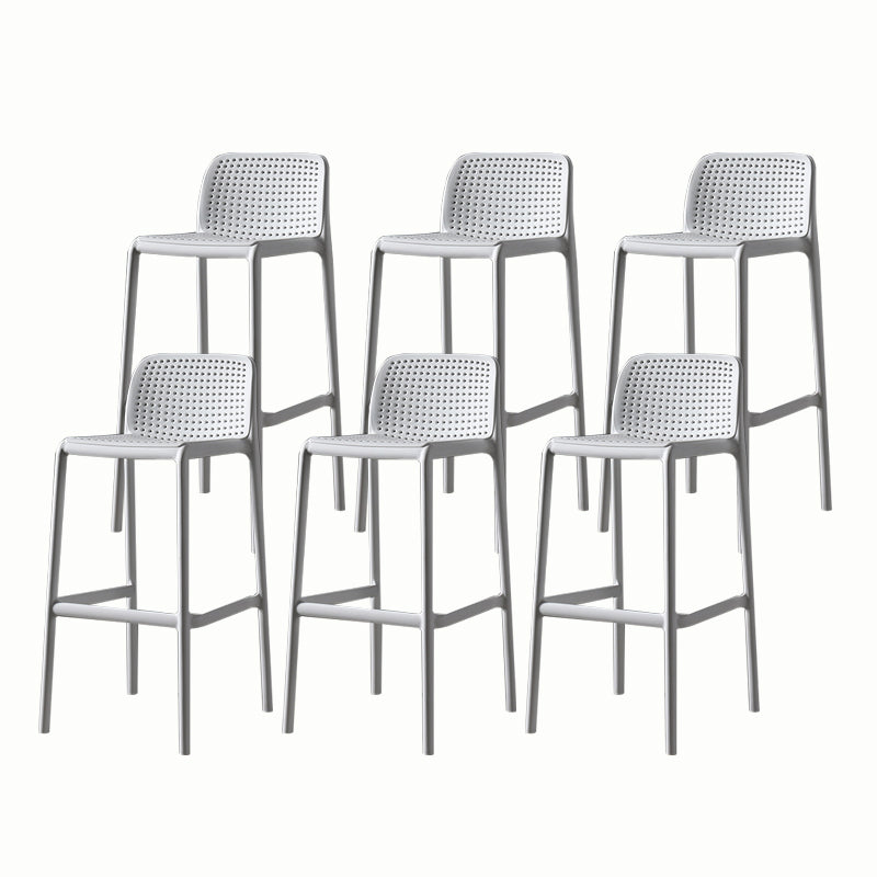 Stackable Low Back Modern Barstool Matte Finish Plastic Home Stool White Set of 6 Clearhalo 'Bar Furniture' 'Bar Stools' 'bar_stools' 'Furniture' 'furniture_bar_stools' 'Kitchen & Dining Furniture' 5018113