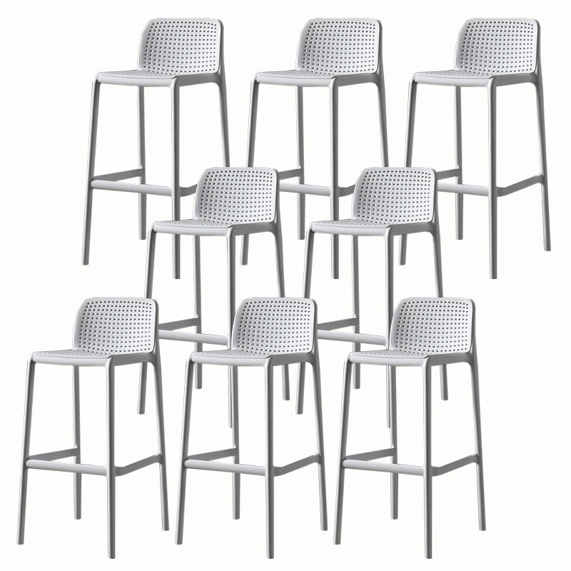 Stackable Low Back Modern Barstool Matte Finish Plastic Home Stool White Set of 8 Clearhalo 'Bar Furniture' 'Bar Stools' 'bar_stools' 'Furniture' 'furniture_bar_stools' 'Kitchen & Dining Furniture' 5018114