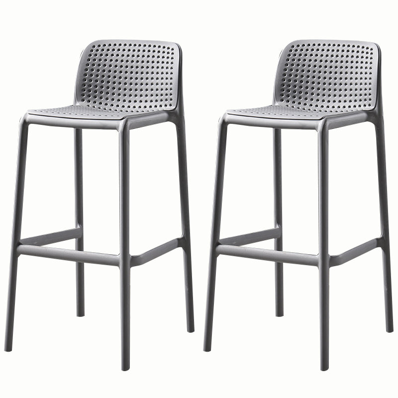 Stackable Low Back Modern Barstool Matte Finish Plastic Home Stool Grey Set of 2 Clearhalo 'Bar Furniture' 'Bar Stools' 'bar_stools' 'Furniture' 'furniture_bar_stools' 'Kitchen & Dining Furniture' 5018115