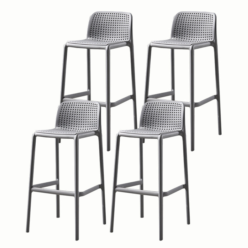 Stackable Low Back Modern Barstool Matte Finish Plastic Home Stool Grey Set of 4 Clearhalo 'Bar Furniture' 'Bar Stools' 'bar_stools' 'Furniture' 'furniture_bar_stools' 'Kitchen & Dining Furniture' 5018116