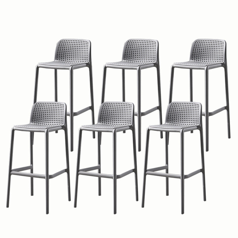 Stackable Low Back Modern Barstool Matte Finish Plastic Home Stool Grey Set of 6 Clearhalo 'Bar Furniture' 'Bar Stools' 'bar_stools' 'Furniture' 'furniture_bar_stools' 'Kitchen & Dining Furniture' 5018117