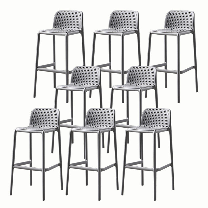 Stackable Low Back Modern Barstool Matte Finish Plastic Home Stool Grey Set of 8 Clearhalo 'Bar Furniture' 'Bar Stools' 'bar_stools' 'Furniture' 'furniture_bar_stools' 'Kitchen & Dining Furniture' 5018118