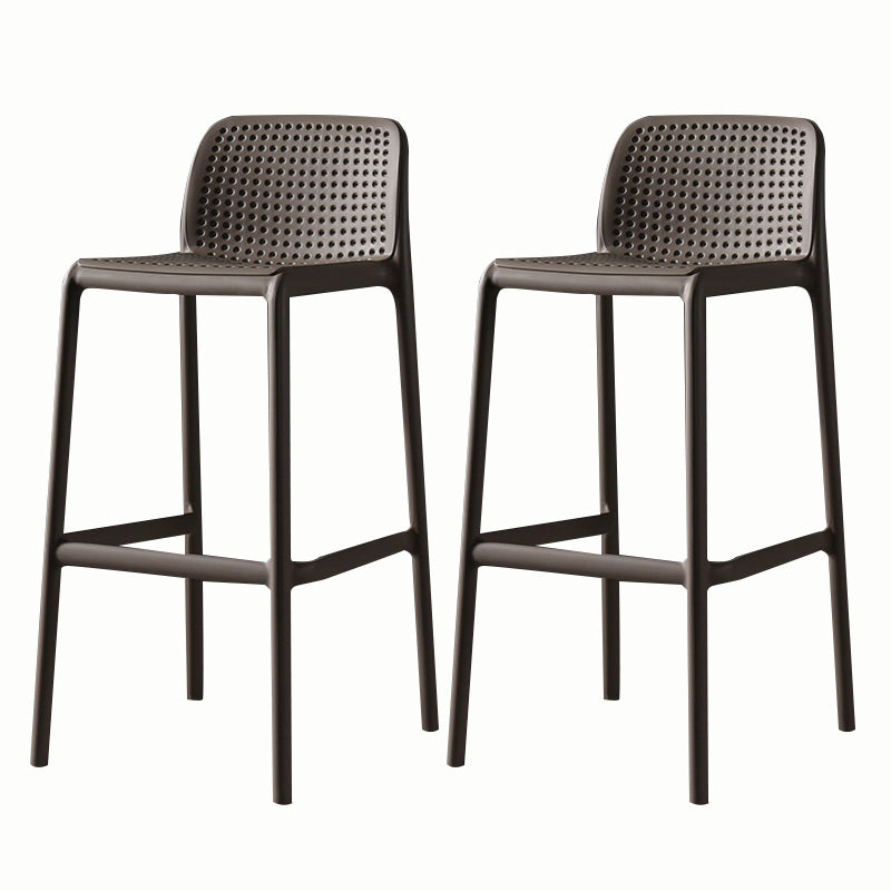 Stackable Low Back Modern Barstool Matte Finish Plastic Home Stool Brown Set of 2 Clearhalo 'Bar Furniture' 'Bar Stools' 'bar_stools' 'Furniture' 'furniture_bar_stools' 'Kitchen & Dining Furniture' 5018119