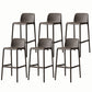 Stackable Low Back Modern Barstool Matte Finish Plastic Home Stool Brown Set of 6 Clearhalo 'Bar Furniture' 'Bar Stools' 'bar_stools' 'Furniture' 'furniture_bar_stools' 'Kitchen & Dining Furniture' 5018121