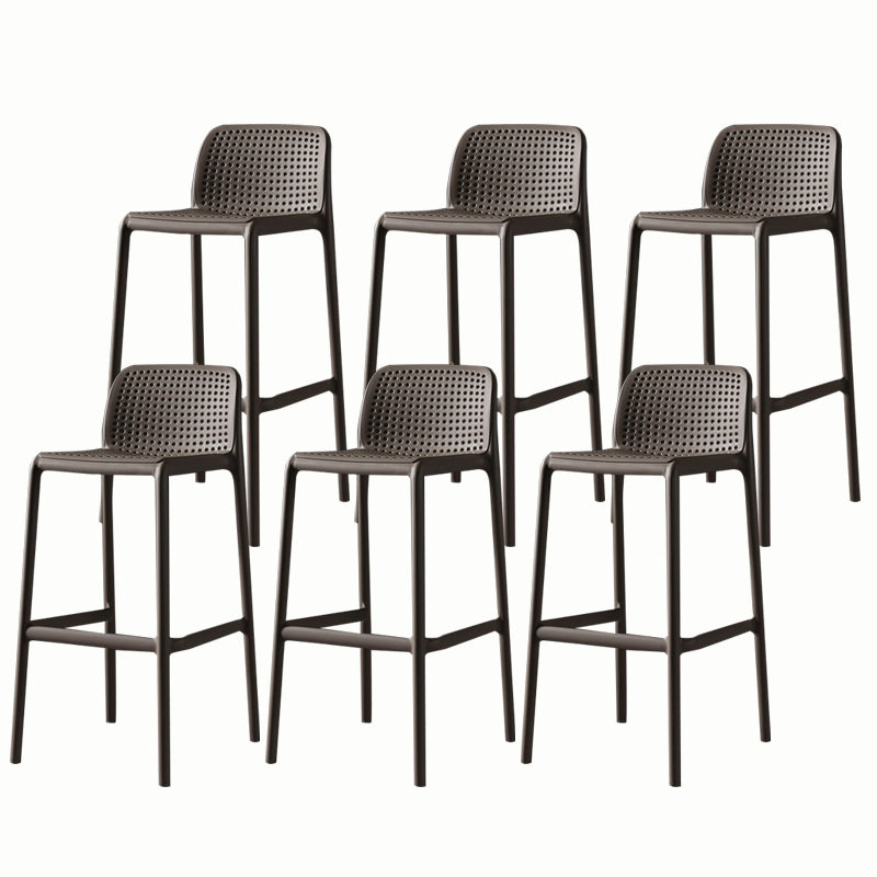 Stackable Low Back Modern Barstool Matte Finish Plastic Home Stool Brown Set of 6 Clearhalo 'Bar Furniture' 'Bar Stools' 'bar_stools' 'Furniture' 'furniture_bar_stools' 'Kitchen & Dining Furniture' 5018121