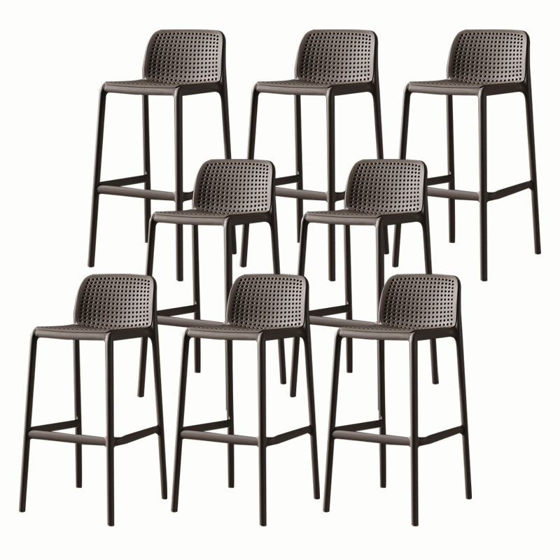 Stackable Low Back Modern Barstool Matte Finish Plastic Home Stool Brown Set of 8 Clearhalo 'Bar Furniture' 'Bar Stools' 'bar_stools' 'Furniture' 'furniture_bar_stools' 'Kitchen & Dining Furniture' 5018122