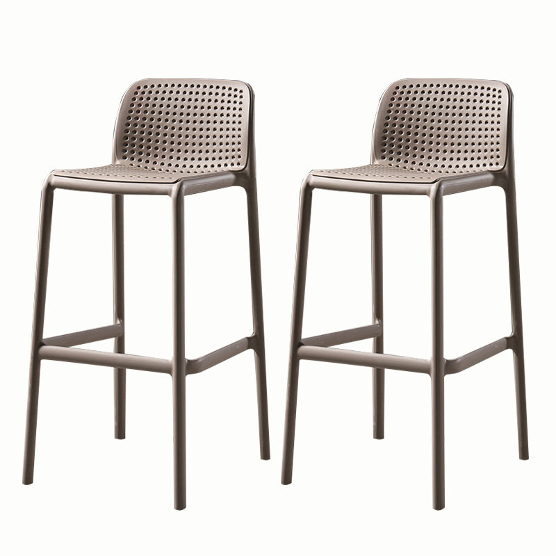 Stackable Low Back Modern Barstool Matte Finish Plastic Home Stool Khaki Set of 2 Clearhalo 'Bar Furniture' 'Bar Stools' 'bar_stools' 'Furniture' 'furniture_bar_stools' 'Kitchen & Dining Furniture' 5018123