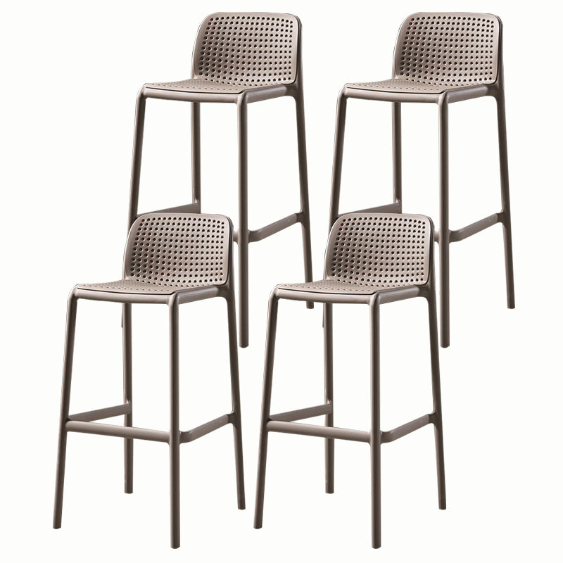 Stackable Low Back Modern Barstool Matte Finish Plastic Home Stool Khaki Set of 4 Clearhalo 'Bar Furniture' 'Bar Stools' 'bar_stools' 'Furniture' 'furniture_bar_stools' 'Kitchen & Dining Furniture' 5018124