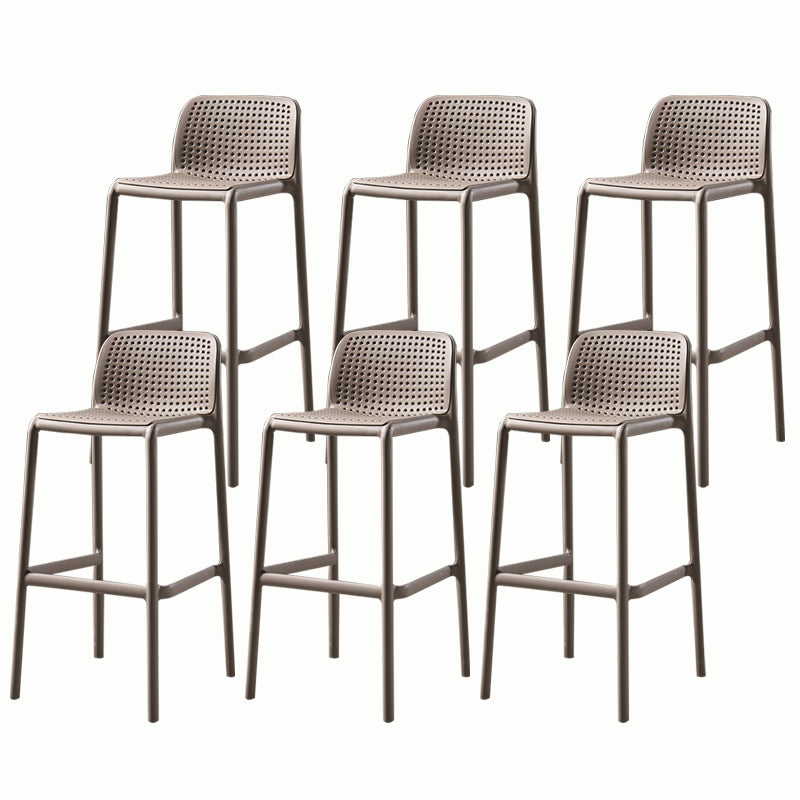 Stackable Low Back Modern Barstool Matte Finish Plastic Home Stool Khaki Set of 6 Clearhalo 'Bar Furniture' 'Bar Stools' 'bar_stools' 'Furniture' 'furniture_bar_stools' 'Kitchen & Dining Furniture' 5018125