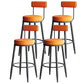 Modern Armless Backrest Counter Stool Iron Dining Room Bar Stool with Leather Cushion Orange 4 Piece Set Clearhalo 'Bar Furniture' 'Bar Stools' 'bar_stools' 'furn' 'furn_bar_stools' 'Furniture' 'furniture_bar_stools' 'Kitchen & Dining Furniture' 5018131