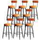Modern Armless Backrest Counter Stool Iron Dining Room Bar Stool with Leather Cushion Orange 8 Piece Set Clearhalo 'Bar Furniture' 'Bar Stools' 'bar_stools' 'furn' 'furn_bar_stools' 'Furniture' 'furniture_bar_stools' 'Kitchen & Dining Furniture' 5018135