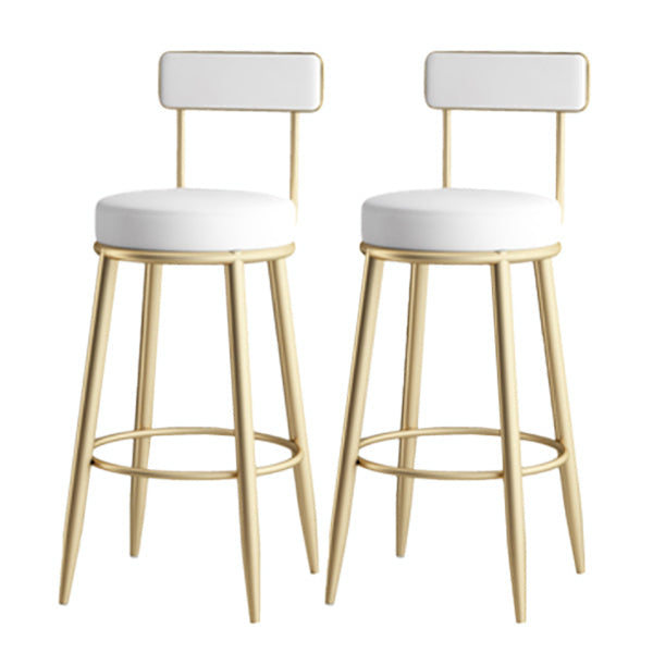 Modern Armless Backrest Counter Stool Iron Dining Room Bar Stool with Leather Cushion White 2 Piece Set Clearhalo 'Bar Furniture' 'Bar Stools' 'bar_stools' 'furn' 'furn_bar_stools' 'Furniture' 'furniture_bar_stools' 'Kitchen & Dining Furniture' 5018136