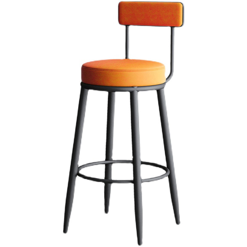 Modern Armless Backrest Counter Stool Iron Dining Room Bar Stool with Leather Cushion Clearhalo 'Bar Furniture' 'Bar Stools' 'bar_stools' 'furn' 'furn_bar_stools' 'Furniture' 'furniture_bar_stools' 'Kitchen & Dining Furniture' 5018137