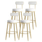 Modern Armless Backrest Counter Stool Iron Dining Room Bar Stool with Leather Cushion White 4 Piece Set Clearhalo 'Bar Furniture' 'Bar Stools' 'bar_stools' 'furn' 'furn_bar_stools' 'Furniture' 'furniture_bar_stools' 'Kitchen & Dining Furniture' 5018138