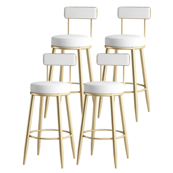 Modern Armless Backrest Counter Stool Iron Dining Room Bar Stool with Leather Cushion White 4 Piece Set Clearhalo 'Bar Furniture' 'Bar Stools' 'bar_stools' 'furn' 'furn_bar_stools' 'Furniture' 'furniture_bar_stools' 'Kitchen & Dining Furniture' 5018138