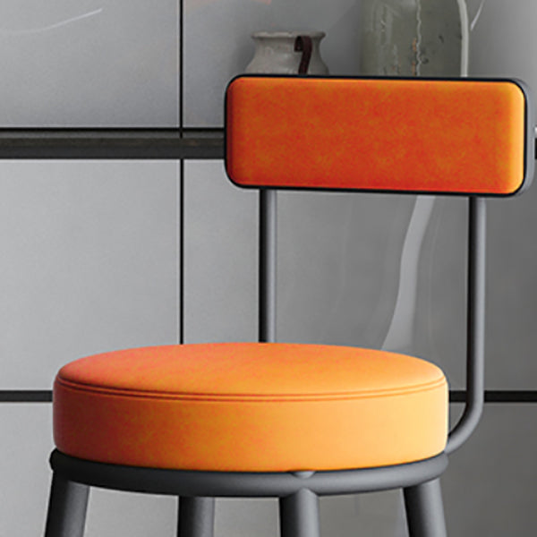 Modern Armless Backrest Counter Stool Iron Dining Room Bar Stool with Leather Cushion Clearhalo 'Bar Furniture' 'Bar Stools' 'bar_stools' 'furn' 'furn_bar_stools' 'Furniture' 'furniture_bar_stools' 'Kitchen & Dining Furniture' 5018140