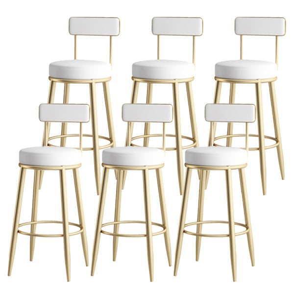 Modern Armless Backrest Counter Stool Iron Dining Room Bar Stool with Leather Cushion White 6 Piece Set Clearhalo 'Bar Furniture' 'Bar Stools' 'bar_stools' 'furn' 'furn_bar_stools' 'Furniture' 'furniture_bar_stools' 'Kitchen & Dining Furniture' 5018141