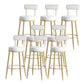 Modern Armless Backrest Counter Stool Iron Dining Room Bar Stool with Leather Cushion White 8 Piece Set Clearhalo 'Bar Furniture' 'Bar Stools' 'bar_stools' 'furn' 'furn_bar_stools' 'Furniture' 'furniture_bar_stools' 'Kitchen & Dining Furniture' 5018143