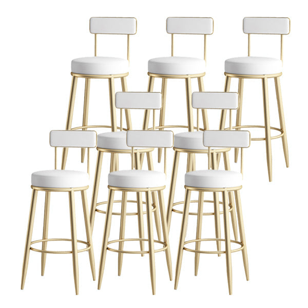 Modern Armless Backrest Counter Stool Iron Dining Room Bar Stool with Leather Cushion White 8 Piece Set Clearhalo 'Bar Furniture' 'Bar Stools' 'bar_stools' 'furn' 'furn_bar_stools' 'Furniture' 'furniture_bar_stools' 'Kitchen & Dining Furniture' 5018143