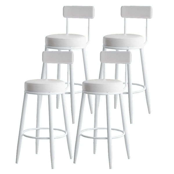 Modern Armless Backrest Counter Stool Iron Dining Room Bar Stool with Leather Cushion Gloss White 4 Piece Set Clearhalo 'Bar Furniture' 'Bar Stools' 'bar_stools' 'furn' 'furn_bar_stools' 'Furniture' 'furniture_bar_stools' 'Kitchen & Dining Furniture' 5018146