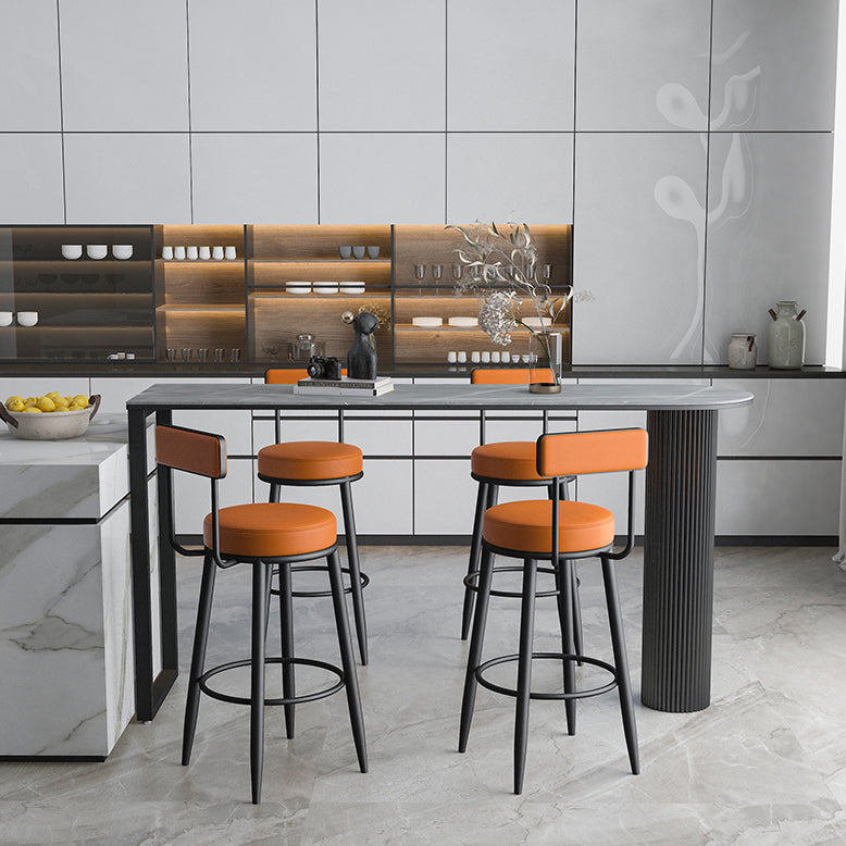 Modern Armless Backrest Counter Stool Iron Dining Room Bar Stool with Leather Cushion Clearhalo 'Bar Furniture' 'Bar Stools' 'bar_stools' 'furn' 'furn_bar_stools' 'Furniture' 'furniture_bar_stools' 'Kitchen & Dining Furniture' 5018147