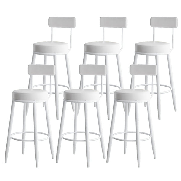 Modern Armless Backrest Counter Stool Iron Dining Room Bar Stool with Leather Cushion Gloss White 6 Piece Set Clearhalo 'Bar Furniture' 'Bar Stools' 'bar_stools' 'furn' 'furn_bar_stools' 'Furniture' 'furniture_bar_stools' 'Kitchen & Dining Furniture' 5018148