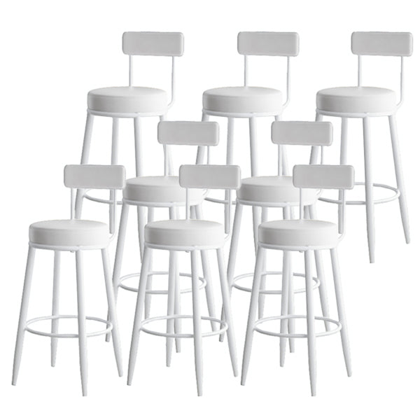 Modern Armless Backrest Counter Stool Iron Dining Room Bar Stool with Leather Cushion Gloss White 8 Piece Set Clearhalo 'Bar Furniture' 'Bar Stools' 'bar_stools' 'furn' 'furn_bar_stools' 'Furniture' 'furniture_bar_stools' 'Kitchen & Dining Furniture' 5018150