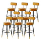 Modern Armless Backrest Counter Stool Iron Dining Room Bar Stool with Leather Cushion Orange 8 Piece Set Clearhalo 'Bar Furniture' 'Bar Stools' 'bar_stools' 'furn' 'furn_bar_stools' 'Furniture' 'furniture_bar_stools' 'Kitchen & Dining Furniture' 5018156