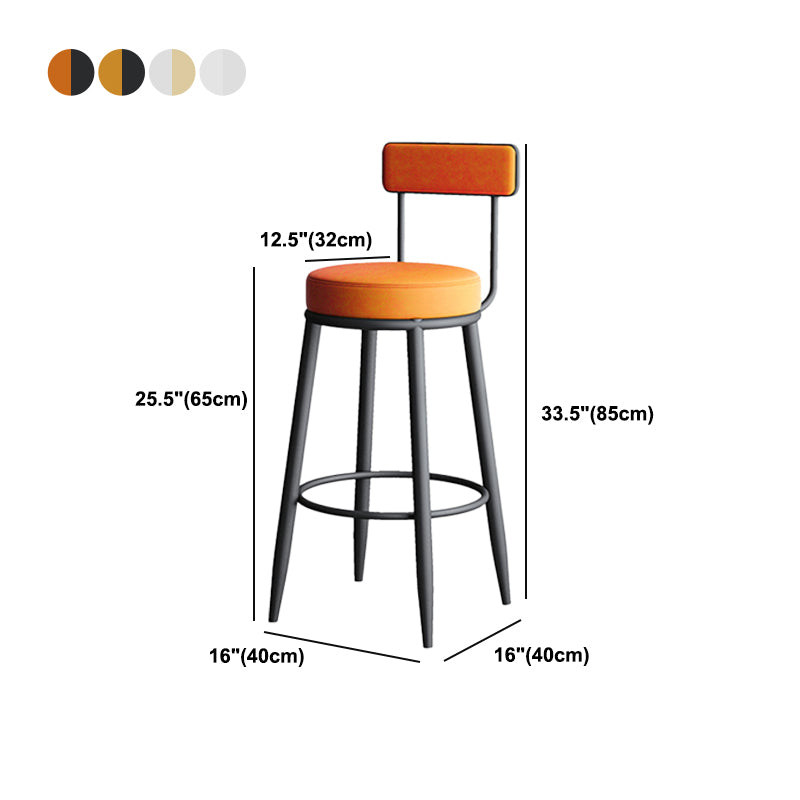 Modern Armless Backrest Counter Stool Iron Dining Room Bar Stool with Leather Cushion Clearhalo 'Bar Furniture' 'Bar Stools' 'bar_stools' 'furn' 'furn_bar_stools' 'Furniture' 'furniture_bar_stools' 'Kitchen & Dining Furniture' 5018159