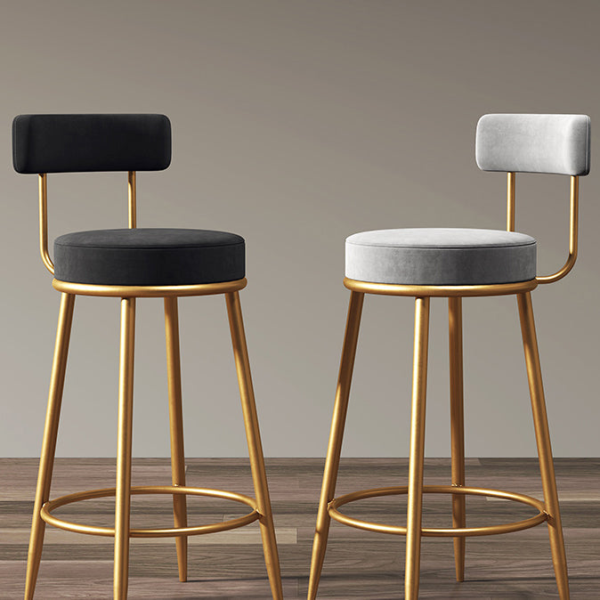 Glam Armless Backrest Counter Stool Iron Cushion Bar Stool with and Pedal Clearhalo 'Bar Furniture' 'Bar Stools' 'bar_stools' 'furn' 'furn_bar_stools' 'Furniture' 'furniture_bar_stools' 'Kitchen & Dining Furniture' 5018162