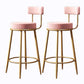 Glam Armless Backrest Counter Stool Iron Cushion Bar Stool with and Pedal Pink 2 Piece Set Clearhalo 'Bar Furniture' 'Bar Stools' 'bar_stools' 'furn' 'furn_bar_stools' 'Furniture' 'furniture_bar_stools' 'Kitchen & Dining Furniture' 5018163